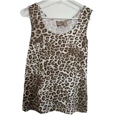 Chicos Womens Tank Top Cami Shell Size 0 Small Brown Animal Print Stretch - Image 1 of 4