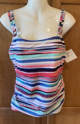 Nuevo con etiquetas Croft & Barrow Tankini Sujetador Acolchado Abdomen Adelgazante 14 L Top Traje de Baño Foto 1 de 4