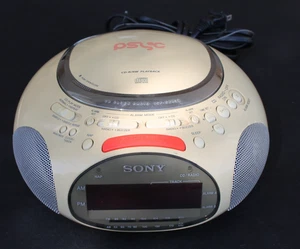 Sony Dream Machine ICF-CD832 CD-R/RW Playback Clock Radio Beige White Tested - Picture 1 of 5