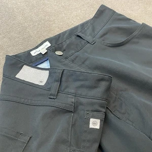 Peter Millar Pants Mens 36x28 Hemmed Black Performance Golf Stretch Chino Casual - Picture 1 of 14
