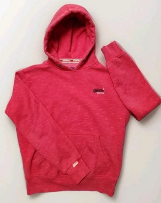 Sudadera con Capucha Pullover SuperDry ~ Roja ~ Pequeña ~ Ropa de Calle de Diseñador ~ Etiqueta Naranja Foto 1 de 4