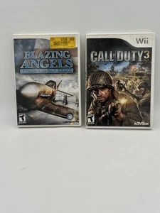 Nintendo Wii Blazing Angels Squadrons of WWII & Call of Duty 3 Lot Complete - Picture 1 of 3