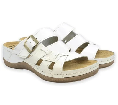 Damen Hausschuhe Leder Gesund Schuhe LEDI Anatomic Weiß G39 Model 409 N24H5D