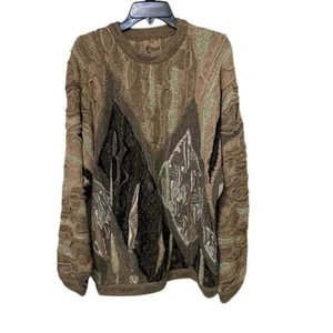 COOGI Classic Australia VTG Earth Tones 3-D Knit Sweater Mens XL Linen Cotton - Picture 1 of 10