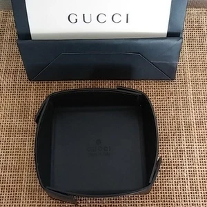 GUCCI Accessory Jewelry Money Key Case Tray Box Leather Black Snap Logo Square - Picture 1 of 8