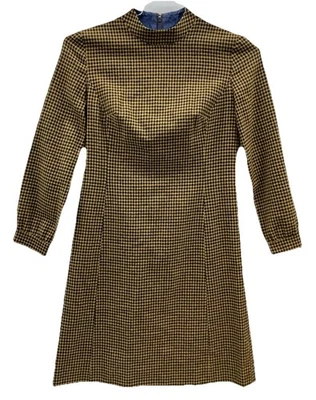 Antigo Vestido Feminino Pendleton 10 Manga Longa Xadrez Pura Lã Virgem Raro - Imagem 1 de 4