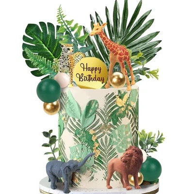 27 piezas adornos para pasteles de animales de la selva animales de safari figura juguetes decoraciones para pasteles Foto 1 de 4