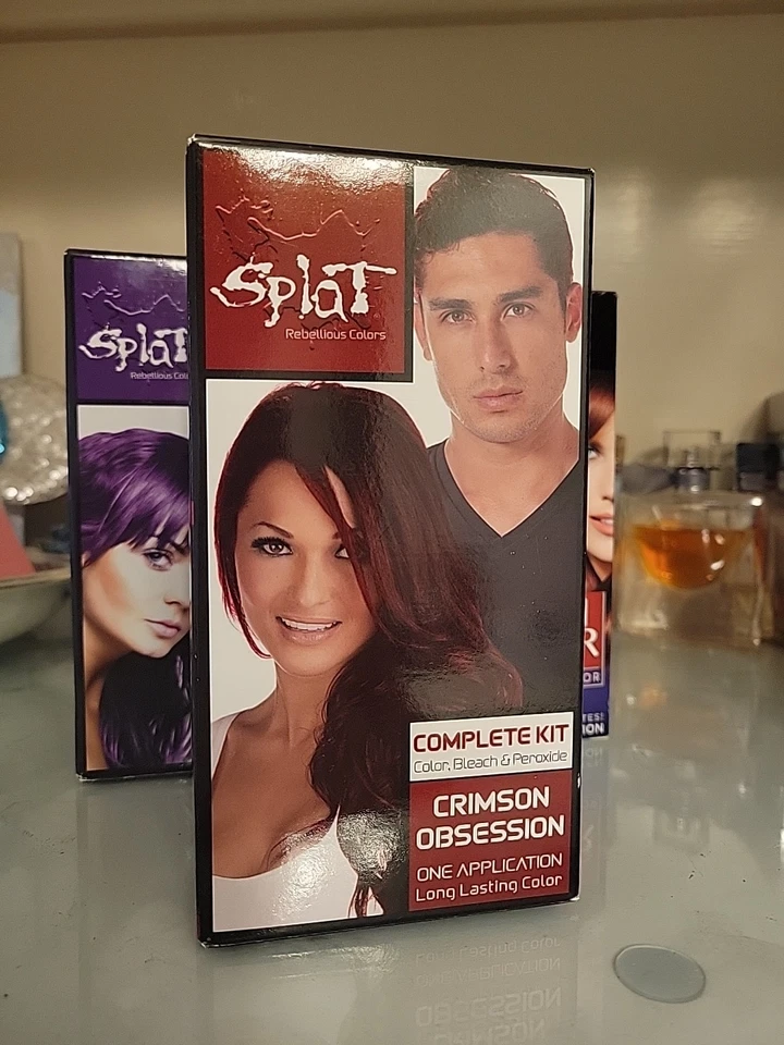 Nuevo en caja Tinte de cabello semipermanente Splat Rebellious Colors rojo obsesión carmesí 1 caja Foto 1 de 4