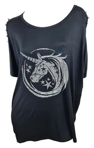 Einhorn T-Shirt für die Mami - geschliffener Strass, Bluse Tunika Tshirt XL/XXL - Picture 1 of 4