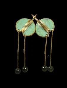 BRASS PATINA DANGLE / DROP EARRINGS - Picture 1 of 3