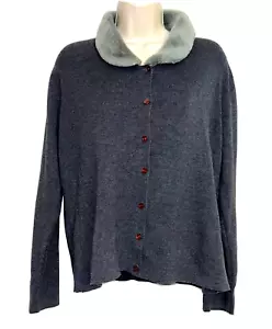 Kathie Lee Collection Womens Knit Gray Button Up Sweater With Faux Collar Sz 16 - Picture 1 of 4