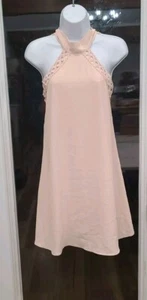 Lulus Womens Dress Blush Pink Size XS Halter Neck Open Back Mini Lace - Picture 1 of 9