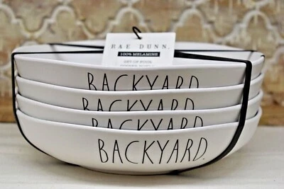 "Меламиновый набор из 4 обеденных чаш RAE DUNN ""Backyard""" - Изображение 1 из 4