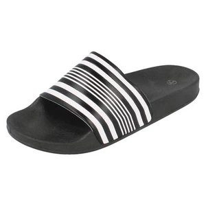Hombre A0R048 Negro / Blanco Rayas sin Cordones Deslizables Por Spot On - Imagen 1 de 9