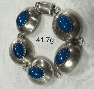 Taxco Mexiko ovale Sterlingsilber Vintage Halterung blau kostenloser Versand USA 48 - Bild 1 von 6