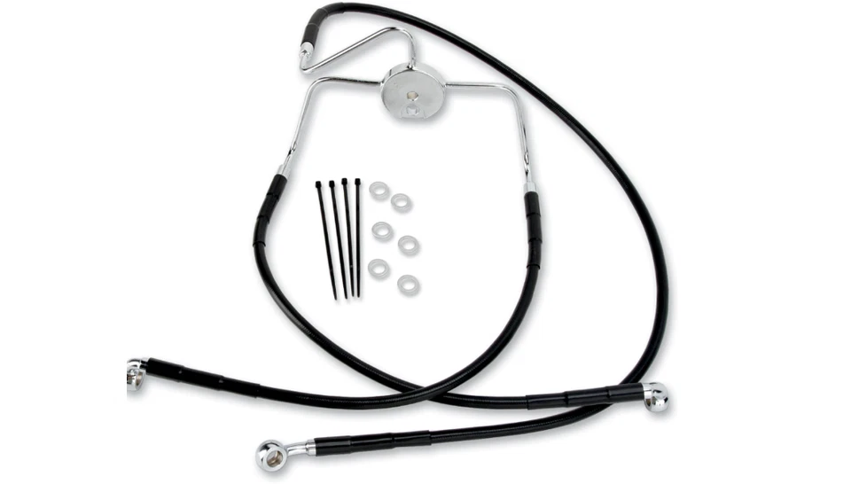 1998-2007 Harley Davidson Road King Drag Specialties Front Brake Line Kit BLACK - Image 1 of 1