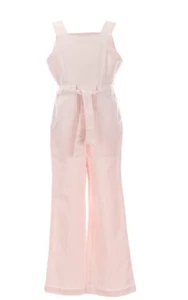 Copper Key Strap Neck Fitted Pink Denim Bow Jumpsuit Size Girls XL NWT $49 - Picture 1 of 7