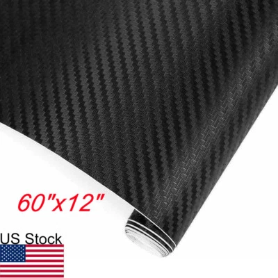 60"x12" Waterproof Texture Carbon Fiber Look Vinyl Wrap Sheet Roll Film Sticker - Image 1 of 4