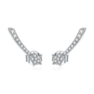 Shooting Star Stud Earrings Genuine Sterling Silver 925 For Ladies Girls Women - Picture 1 of 7