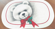 Teddy Bear Placemats PVC lot 2 Mistletoe Oval 18x11" White Red Green *See Pics*
