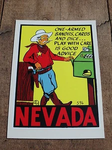 Vintage Navada Einarmiger Bandit Las Vegas Glücksspiel Staat Reise Souvenir Aufkleber  - Bild 1 von 1