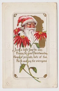 Weihnachts-Postkarte Weihnachtsmann 1914 Vintage in vergoldetem Gold  - Bild 1 von 2