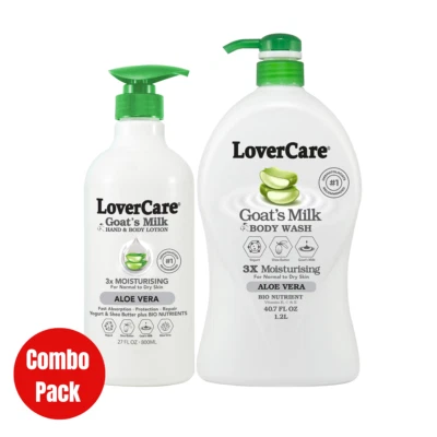 Combo Pack - LoverCare Goat Milk  Body Wash - Hand & Body Lotion-Aloe Vera - image 1 of 4