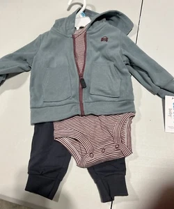 Carters Baby Boy 3 Piece Maroon, Blue, Gray Car fleece Outfit Size 6 Months NWT - Picture 1 of 4