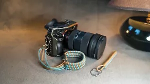 Custom camera wrist strap + Free Keychain Hand Made Tan & Light Blue Paracord - Picture 1 of 16