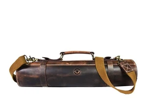 Chef Knife Roll: Genuine Leather, Stylish Dark Brown Design - Picture 1 of 7