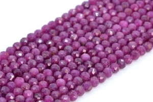 Cuentas sueltas redondas facetadas de rubí rojo púrpura natural genuino grado A 3/4 mm - Imagen 1 de 9