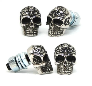 set of 4 Totenkopf Skull Schrauben Kennzeichen Stammes motorrad chopper custom - Picture 1 of 4