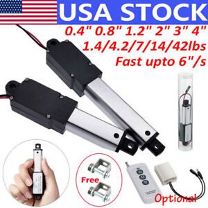 12V Electric Micro Mini Linear Actuator 0.4" 0.8" 1.2" 2" 3" 4" Fast Speed 6"/s