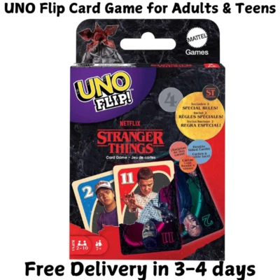 UNO Flip Mattel Games! Stranger Things Card Game for Adults & Teens with Double- - Image 1 of 4
