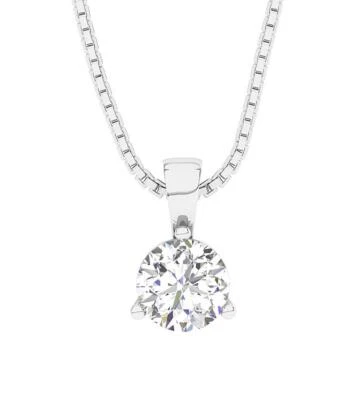 Six Prong Set 14K Gold Solitaire Pendant Necklace I1 K 1.09Carat Natural Diamond - Image 1 of 4