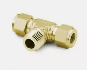1/4 Tube x 1/4 Tube x 1/4 MNPT Brass Male Tee Fitting Swagelok B-400-3-4TTM - Picture 1 of 2