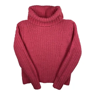 Banana Republic Turtleneck Italian Yarn Pink Chunky Knit Sweater Women's S Wool - Picture 1 of 7