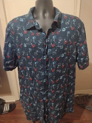 PERRY ELLIS Floral Vines 100% Linen Mens Shirt 2X 2XL Big Short Sleeve Button Up - Image 1 of 4