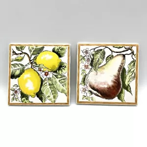 Jeffrey Court Terra Fruit Tile Two Piece Set 1 Pear 1 Lemons French Country - Picture 1 of 8