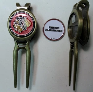 NHL Golf Divot Repair Tool + Ballmark Chicago Blackhawks Bronze Beltclip - Picture 1 of 1
