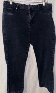 Vaqueros 1822 Denim 16 negros elásticos ajustados tobillo recortados tiro alto algodón - Imagen 1 de 7
