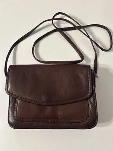 Vintage Paul and Taylor Genuine Brown Leather Crossbody Shoulder Purse Handbag - Picture 1 of 7