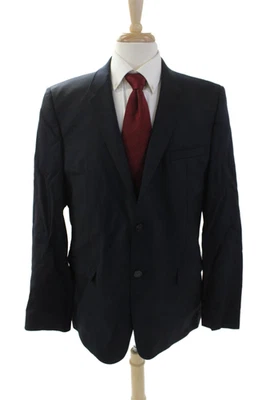 Emporio Armani Mens Two Button Notched Lapel Blazer Jacket Navy Wool IT 58 - Image 1 of 4