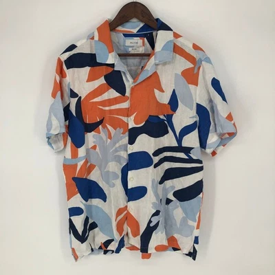 Porter & Ash Men's Linen Extra Large Button Up Shirt Abstract Print Orange READ! - Image 1 of 4