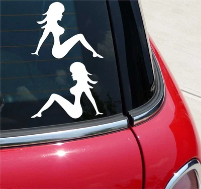 PAIR TRUCKER MUDFLAP DECAL STICKER GIRL WOMAN MUD FLAP SILHOUETTE TRUCK CAR VAN - Image 1 of 3