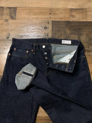 Pantalones de mezclilla Gap para hombre 34x34 ajustados Kaihara ribete japonés botón mosca lavado oscuro Foto 1 de 4