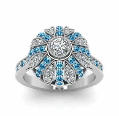 Anillo de boda de plata de ley 925 con diamantes redondos blancos de diseño de 3,15 TCW Foto 1 de 4