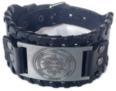 New Bracelet Leather from israel Jewish Star of David-Magen David Judaica.black - Image 1 of 4