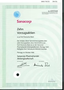 Aktie: Sanacorp, Planegg, 5 DM (367) - Bild 1 von 1