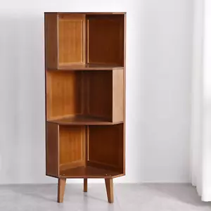 3-Shelf Industrial Corner Bookcase - A-Shaped Display Tall Bookshelf Multifuncti - Picture 1 of 8